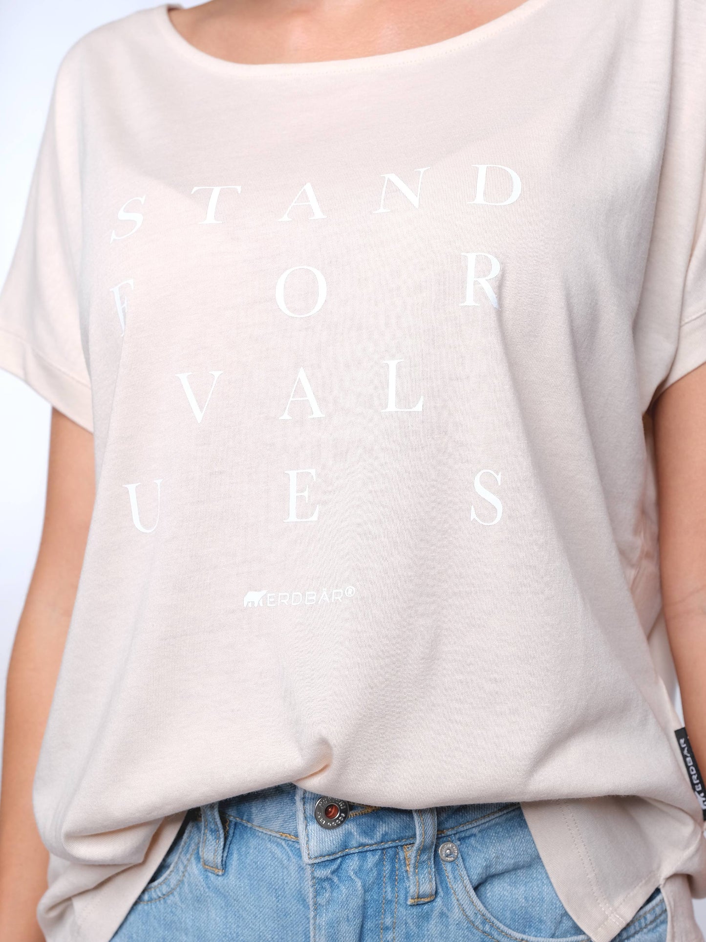 Damen T-Shirt FÜR WERTE STEHEN (beige)