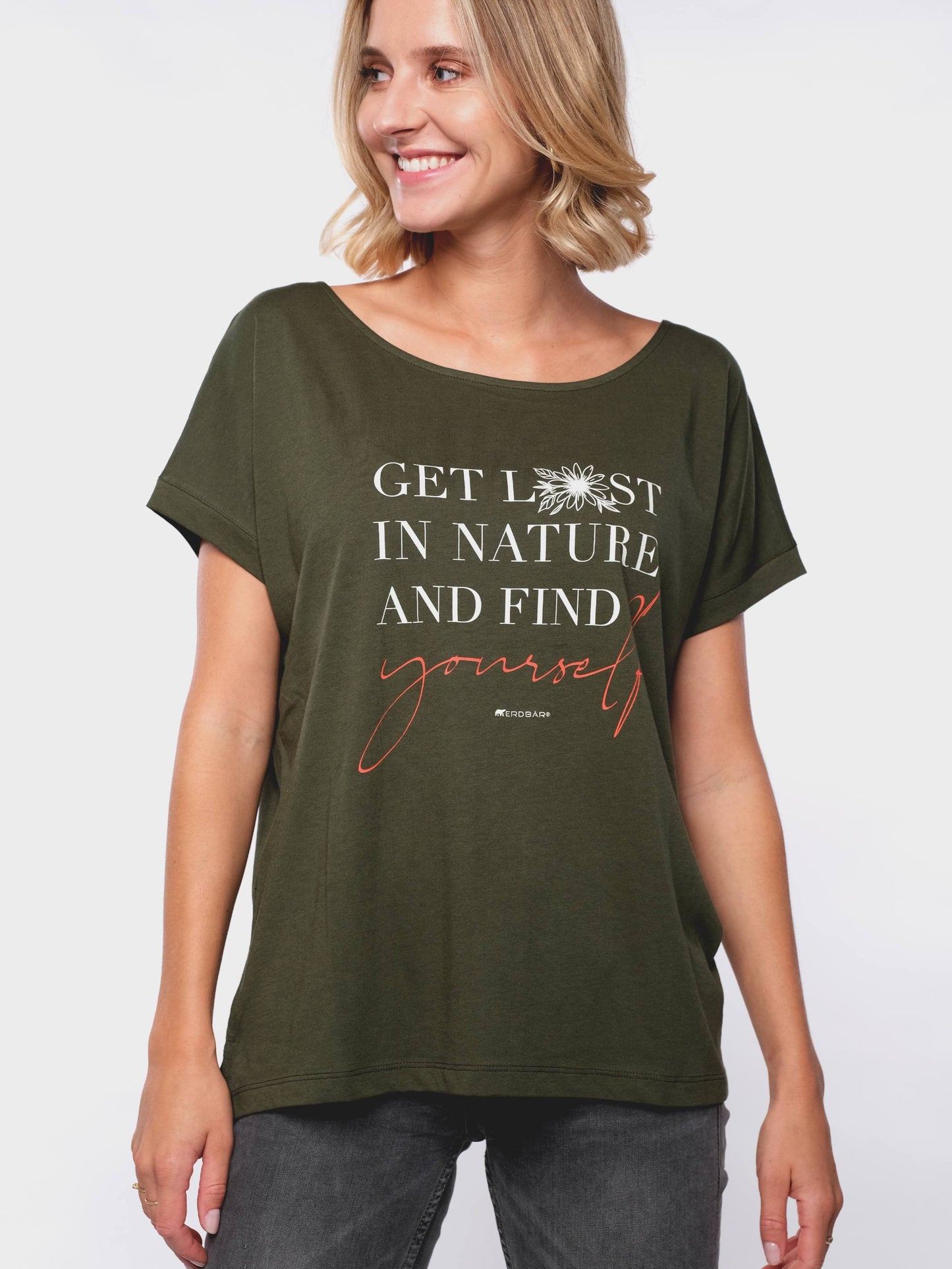 Damen T-Shirt FINDE DICH SELBST (grün)