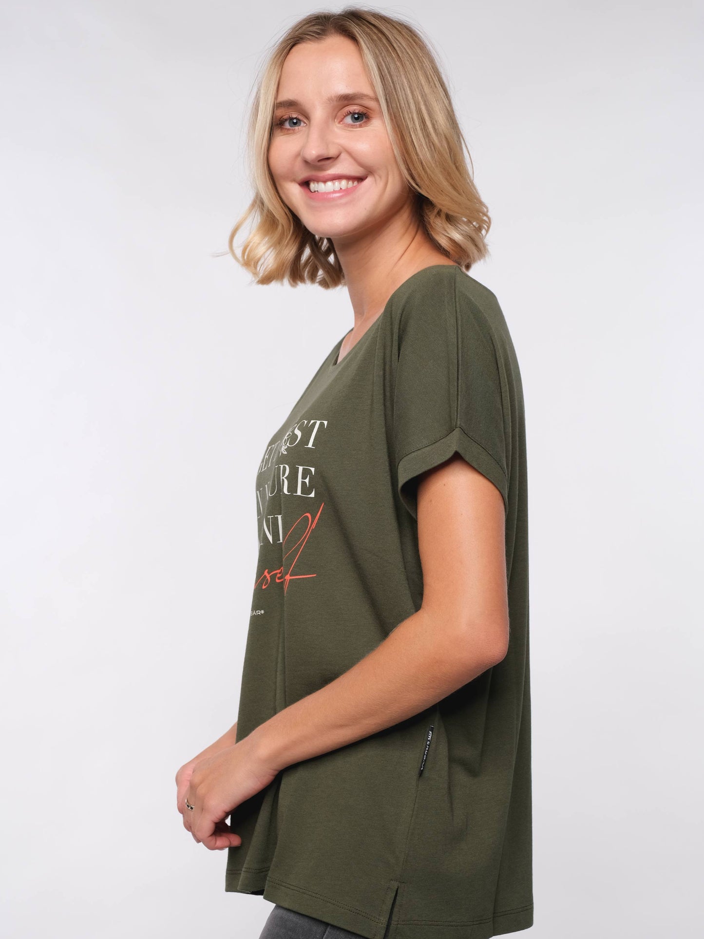 Damen T-Shirt FINDE DICH SELBST (grün)