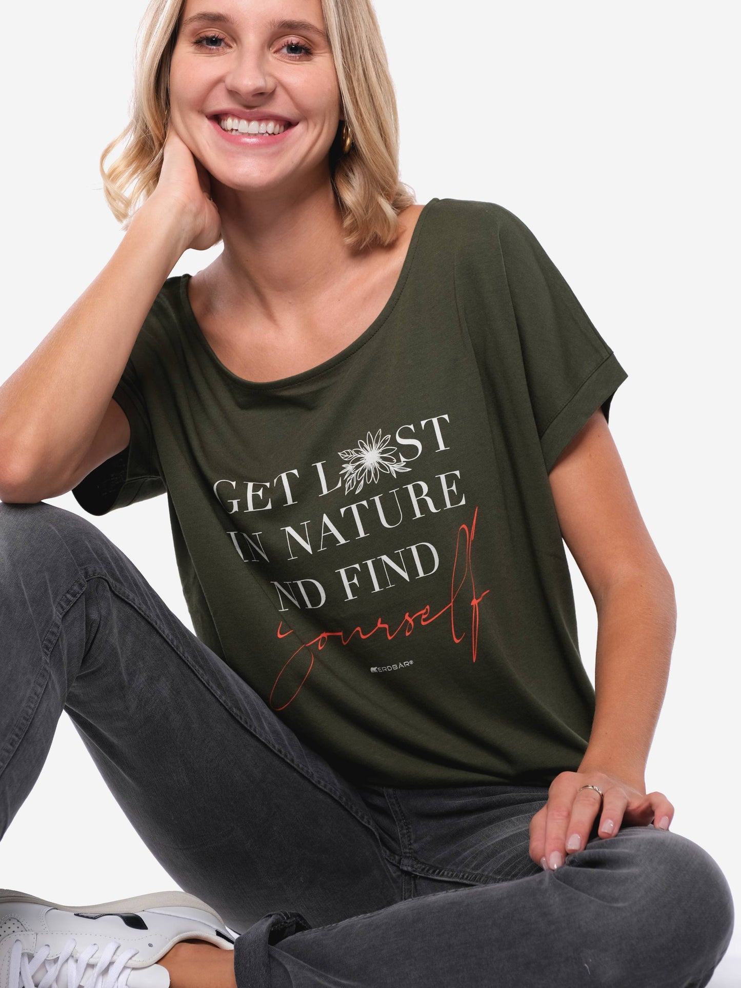 Damen T-Shirt FINDE DICH SELBST (grün)