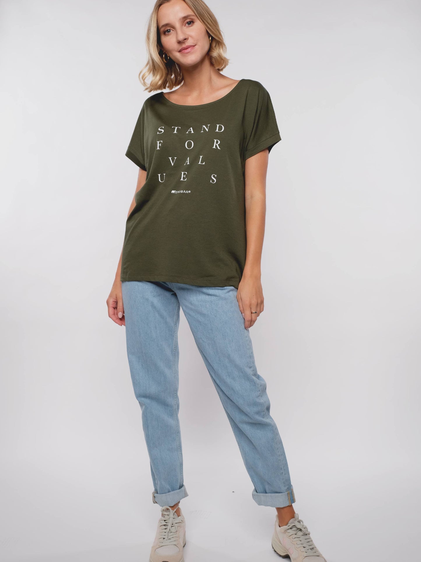 Damen T-Shirt FÜR WERTE STEHEN (grün)