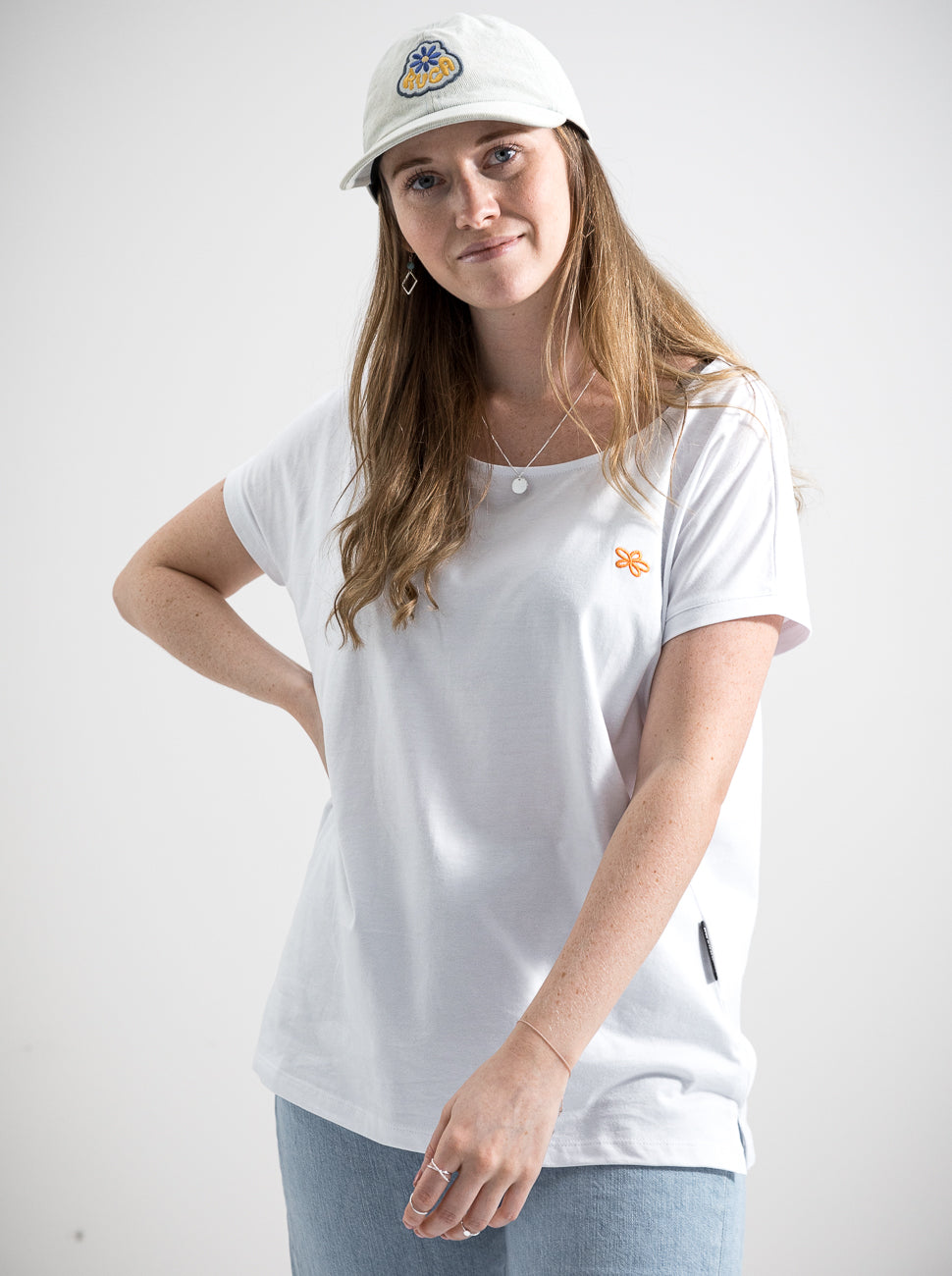 Damen T-Shirt BLUMEN (weiß)