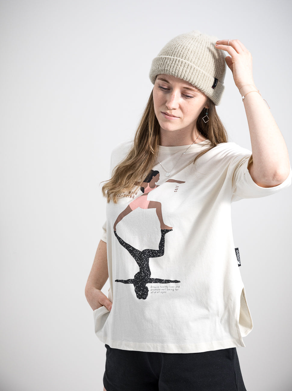 Damen T-Shirt GESUNDHEIT KOMMT VON WOHLBEFINDEN (beige)