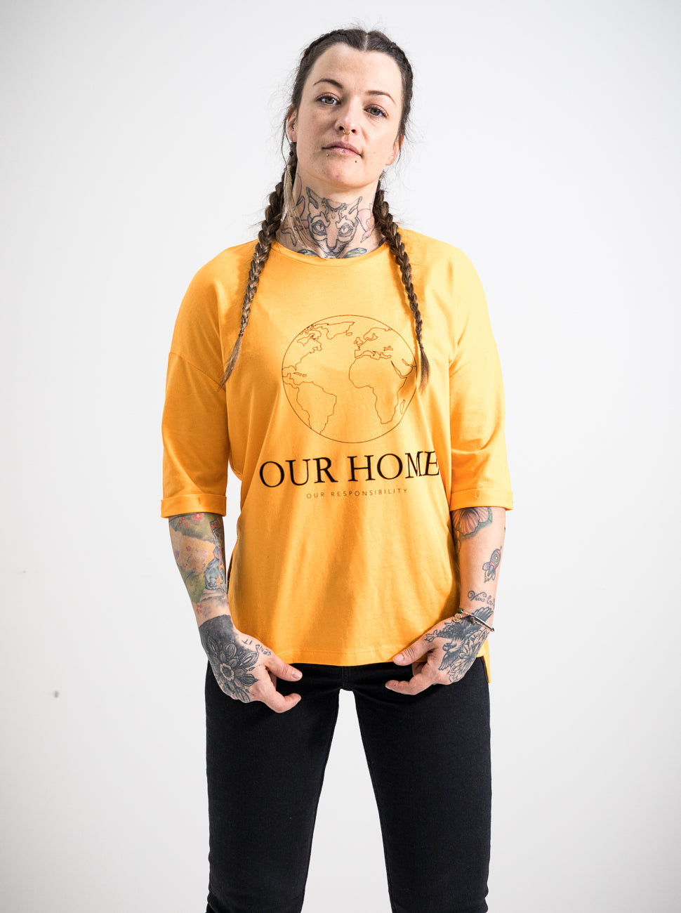 Damen T-Shirt UNSER ZUHAUSE (orange)