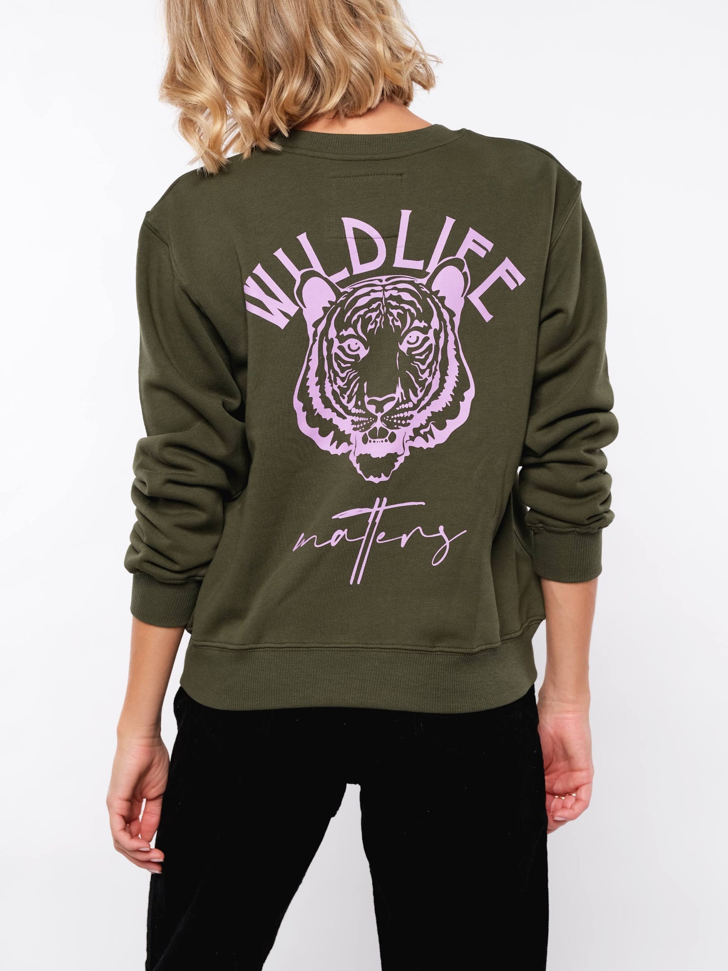 Damen Sweater WILDLEBEN ZÄHLT (grün)
