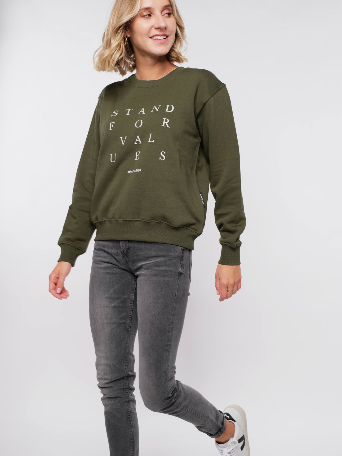 Damen Sweater FÜR WERTE STEHEN (grün)