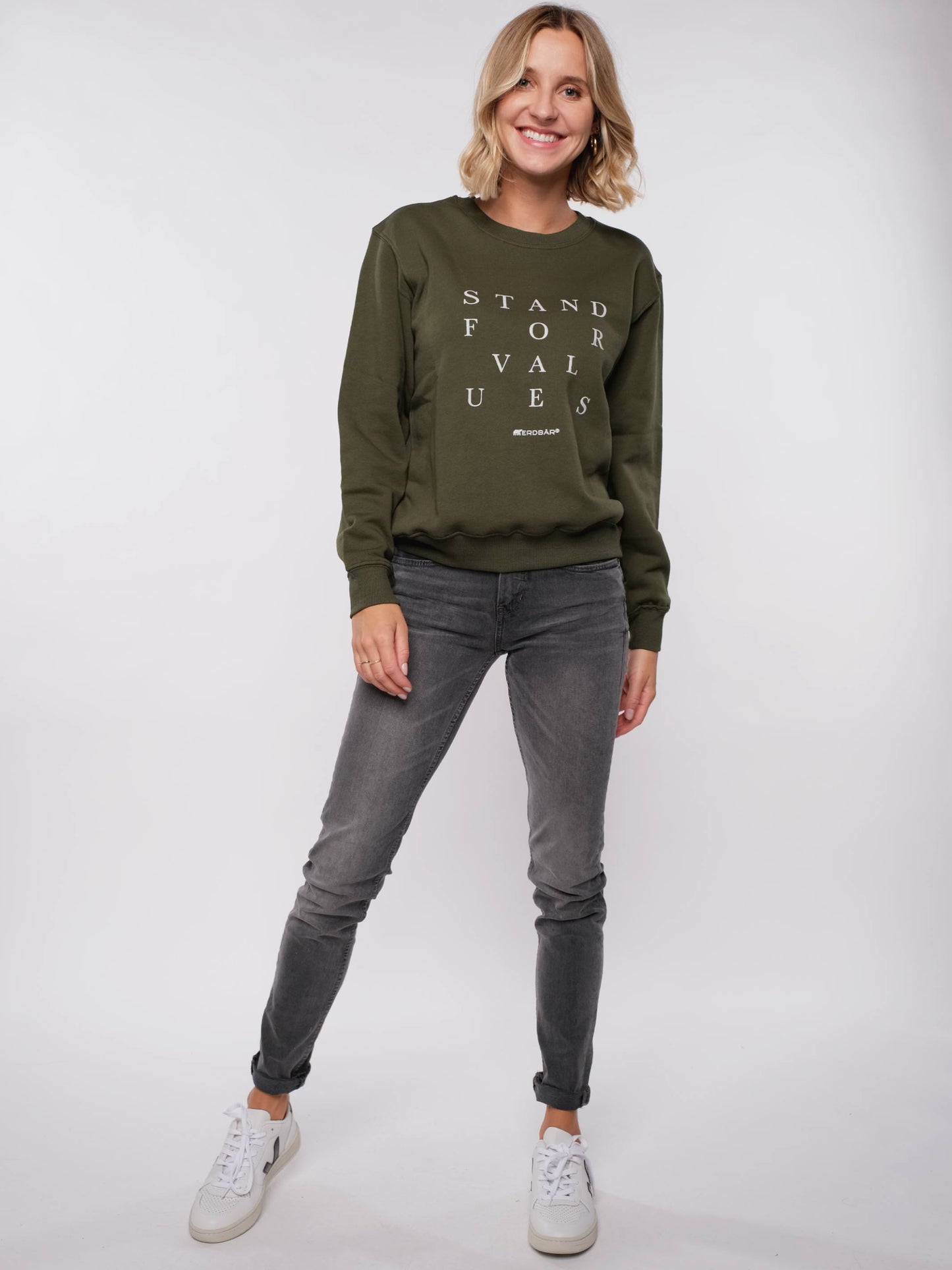 Damen Sweater FÜR WERTE STEHEN (grün)