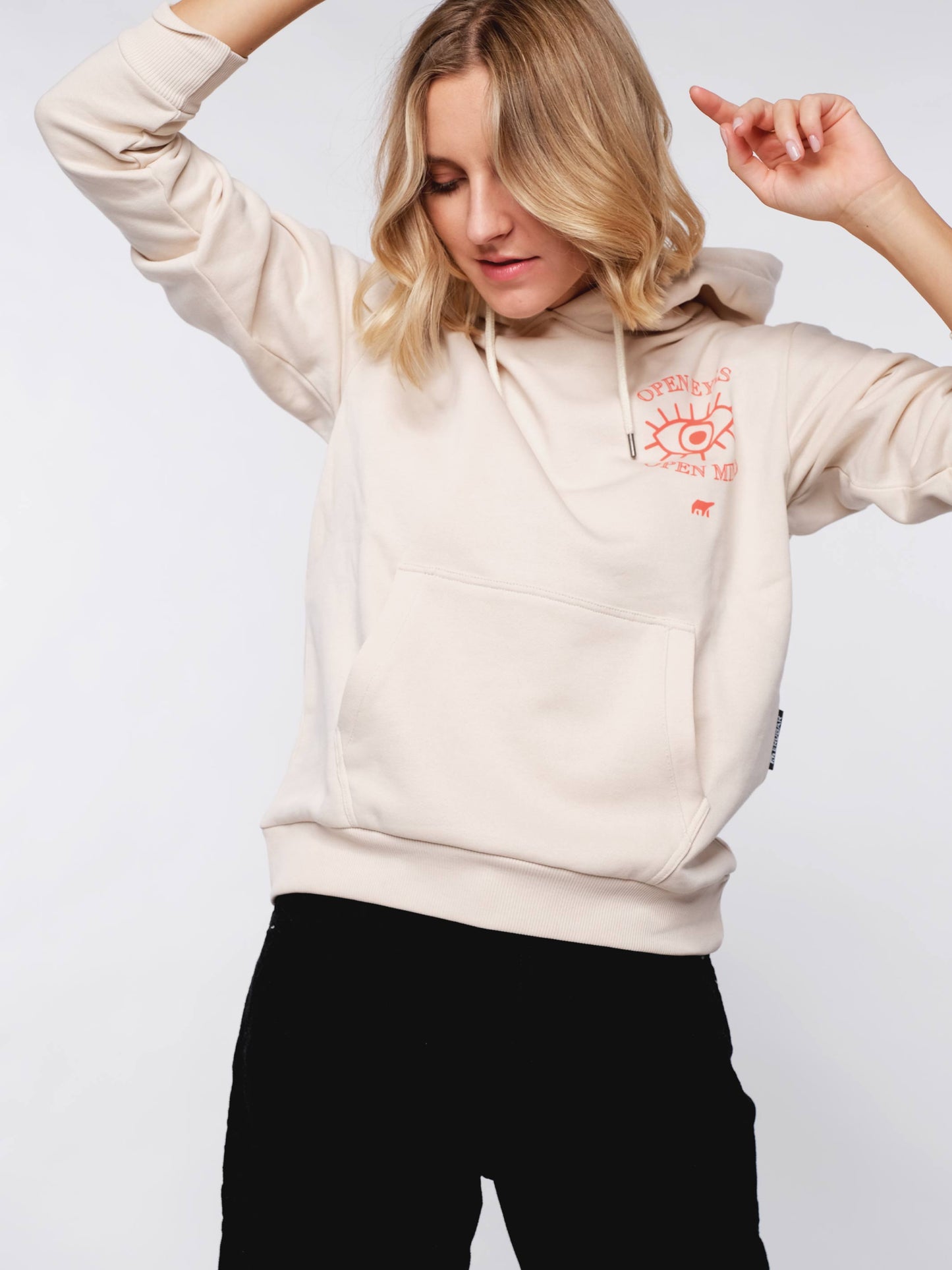 Damen Hoodie OFFENE AUGEN OFFENER GEIST (beige)