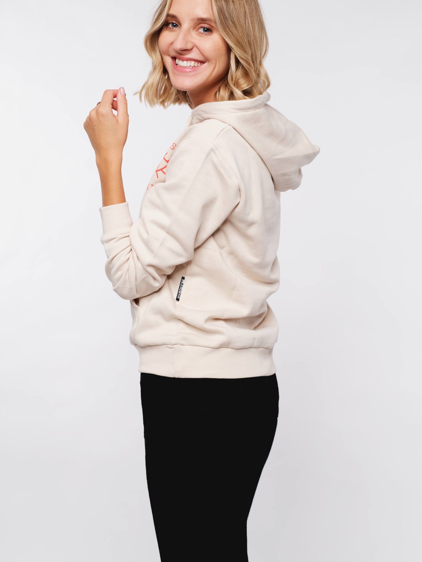Damen Hoodie OFFENE AUGEN OFFENER GEIST (beige)