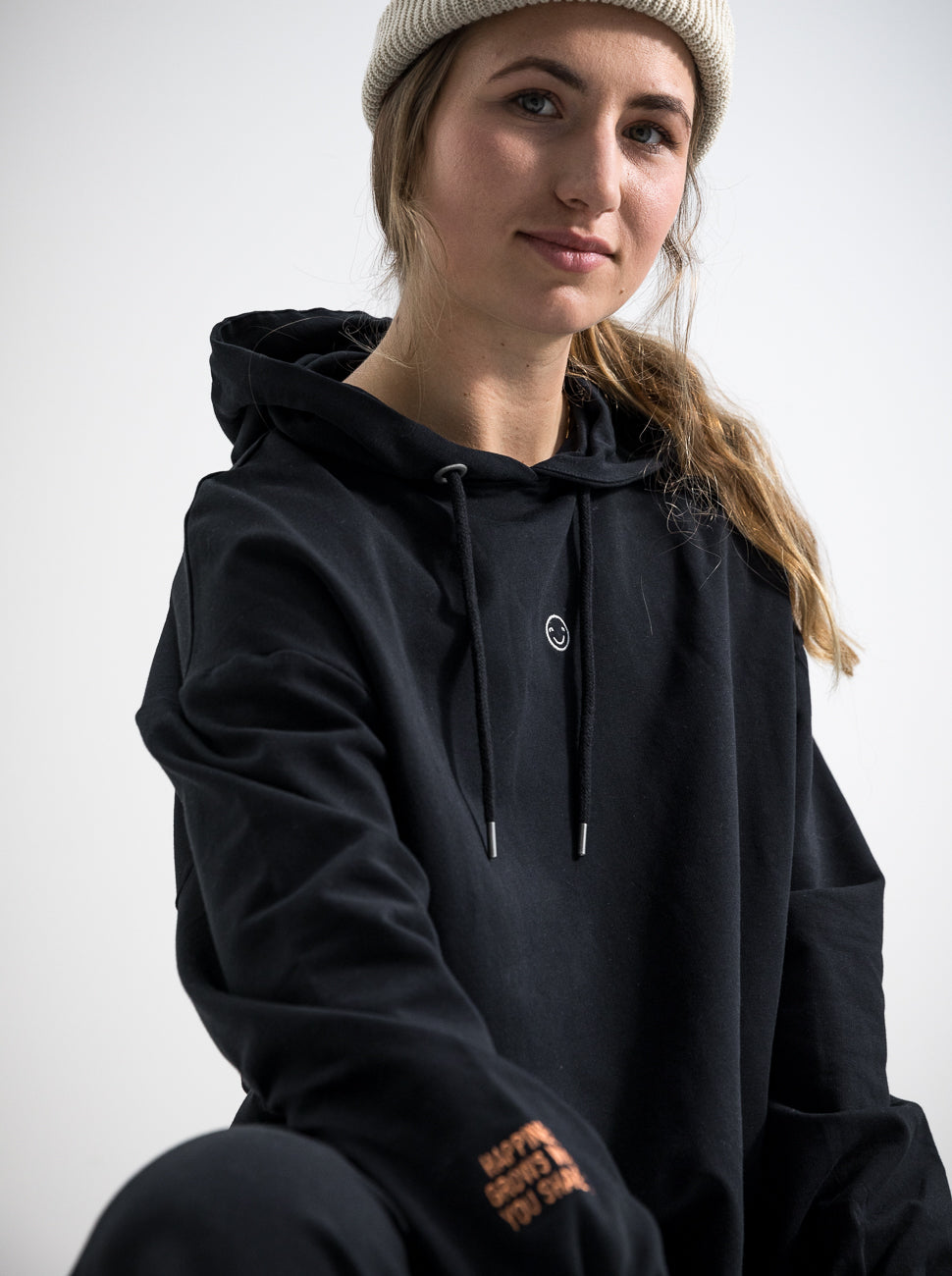 Damen Hoodie SMILEY (schwarz)