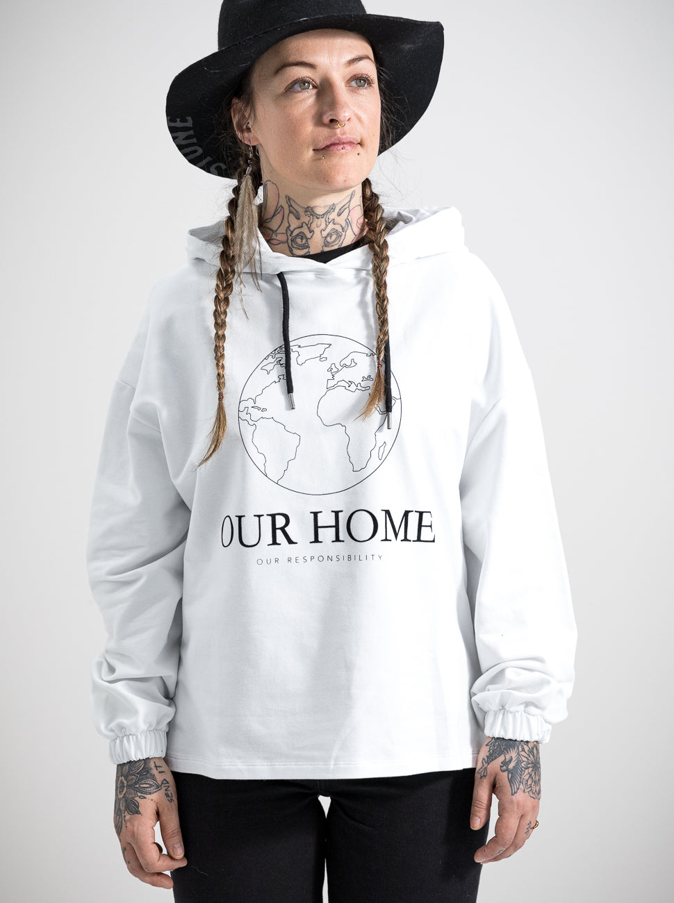 Damen Hoodie UNSER ZUHAUSE (weiß)