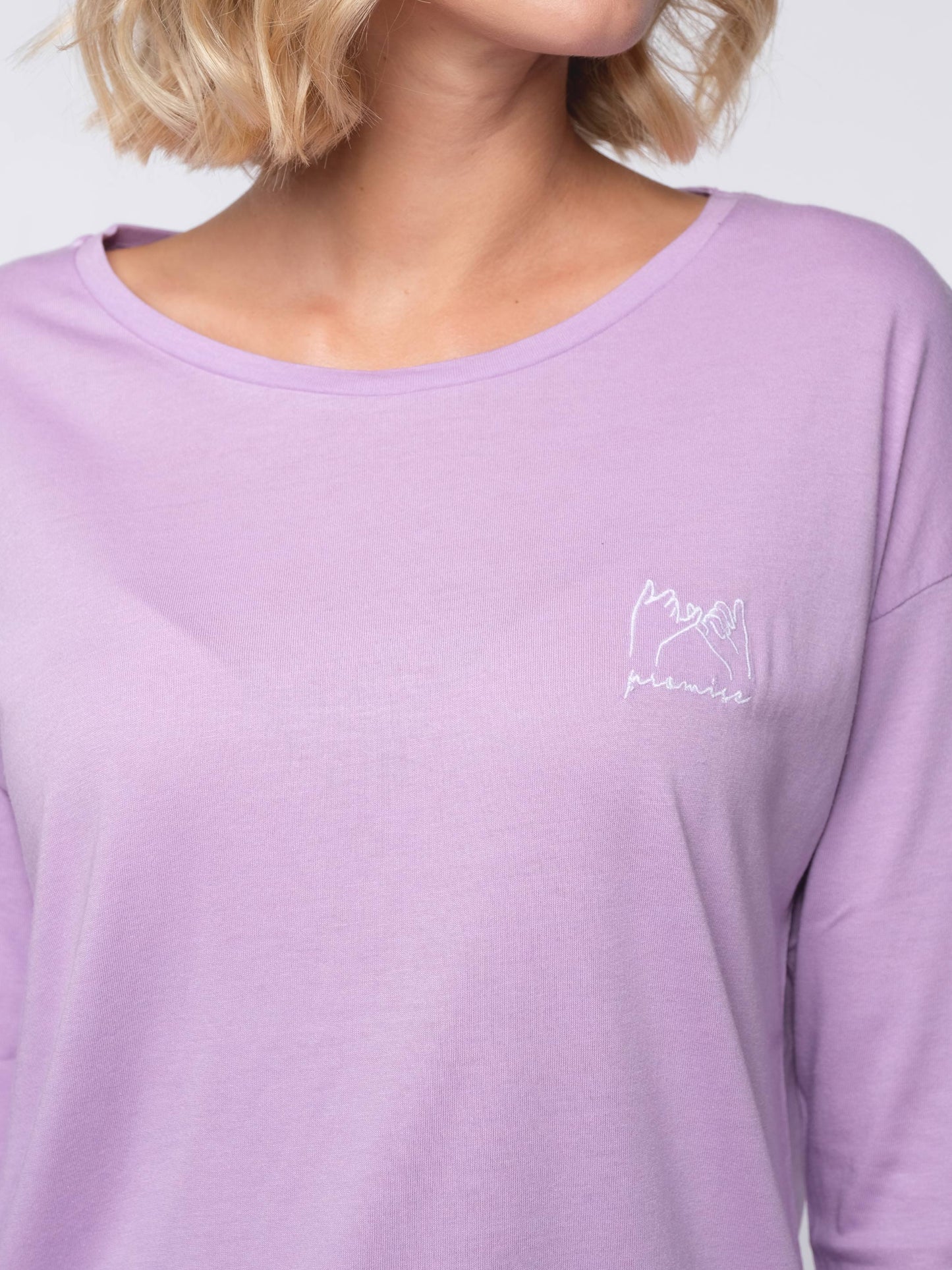 Damen Langarmshirt VERSPRECHEN (lavendel)