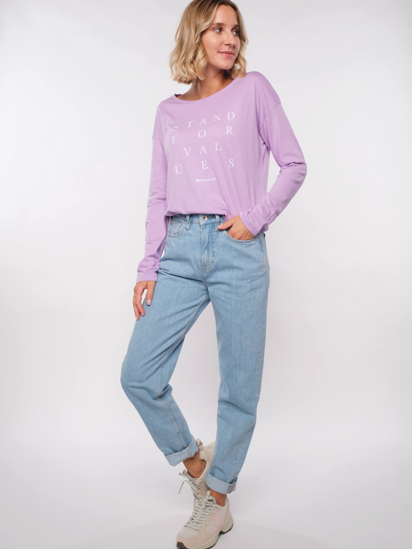 Damen Langarmshirt FÜR WERTE STEHEN (lavendel)