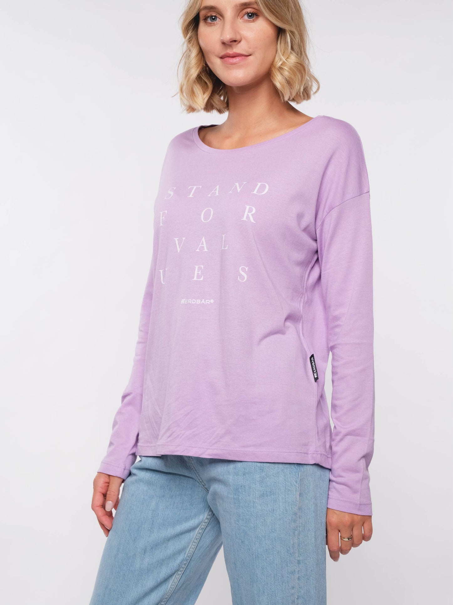 Damen Langarmshirt FÜR WERTE STEHEN (lavendel)