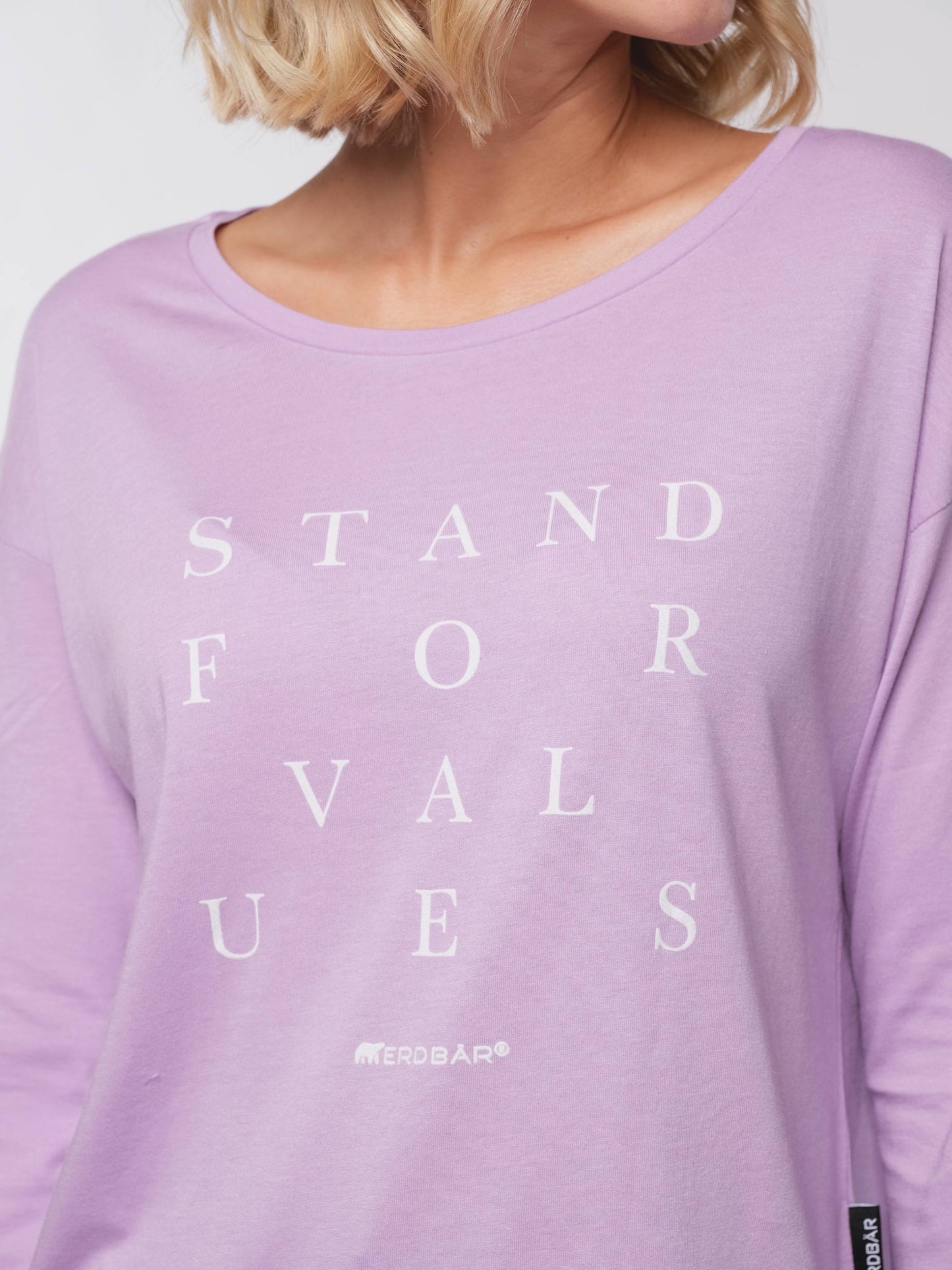 Damen Langarmshirt FÜR WERTE STEHEN (lavendel)