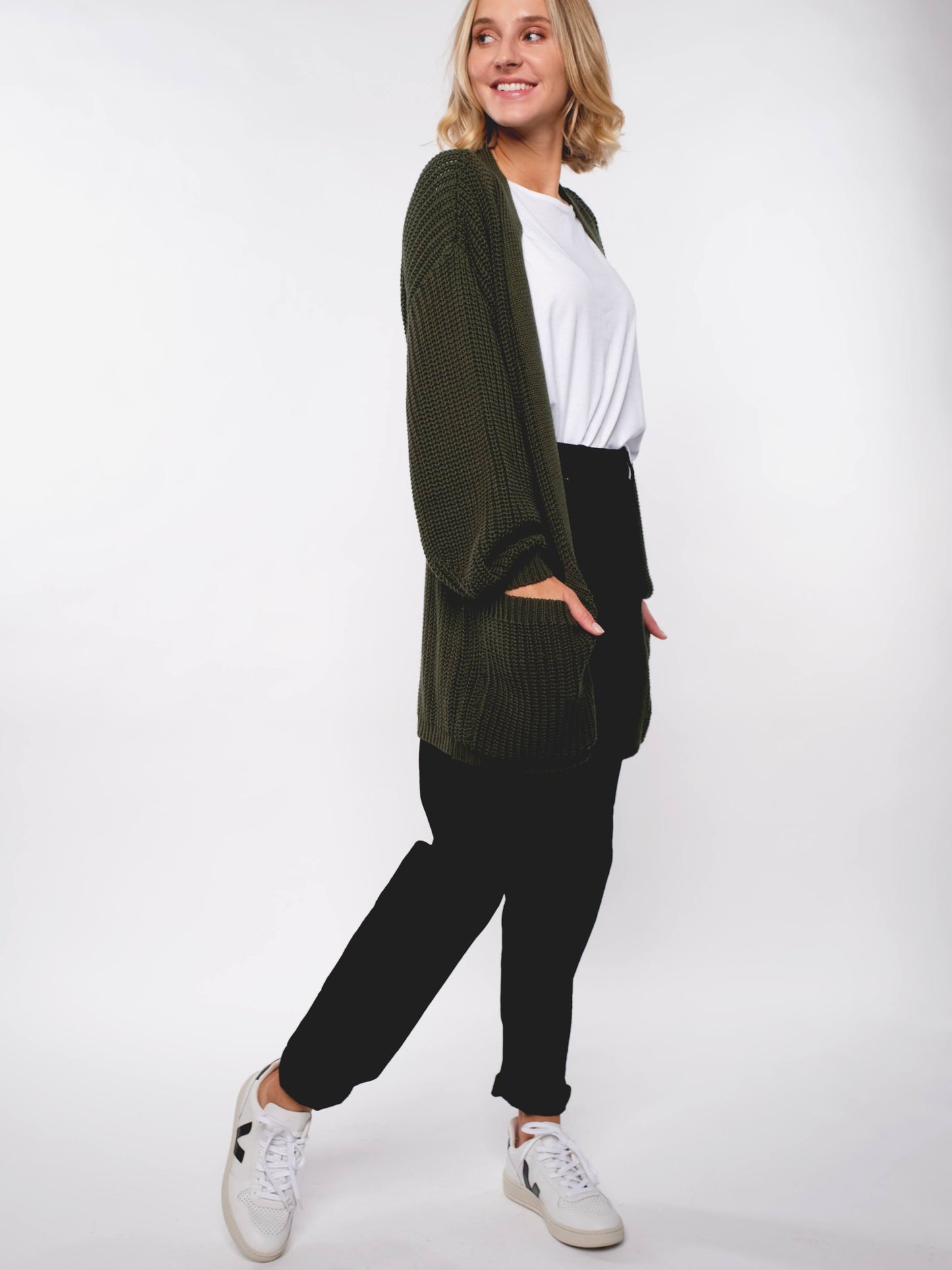 Damen Strick Cardigan ERDBÄR (moosgrün)