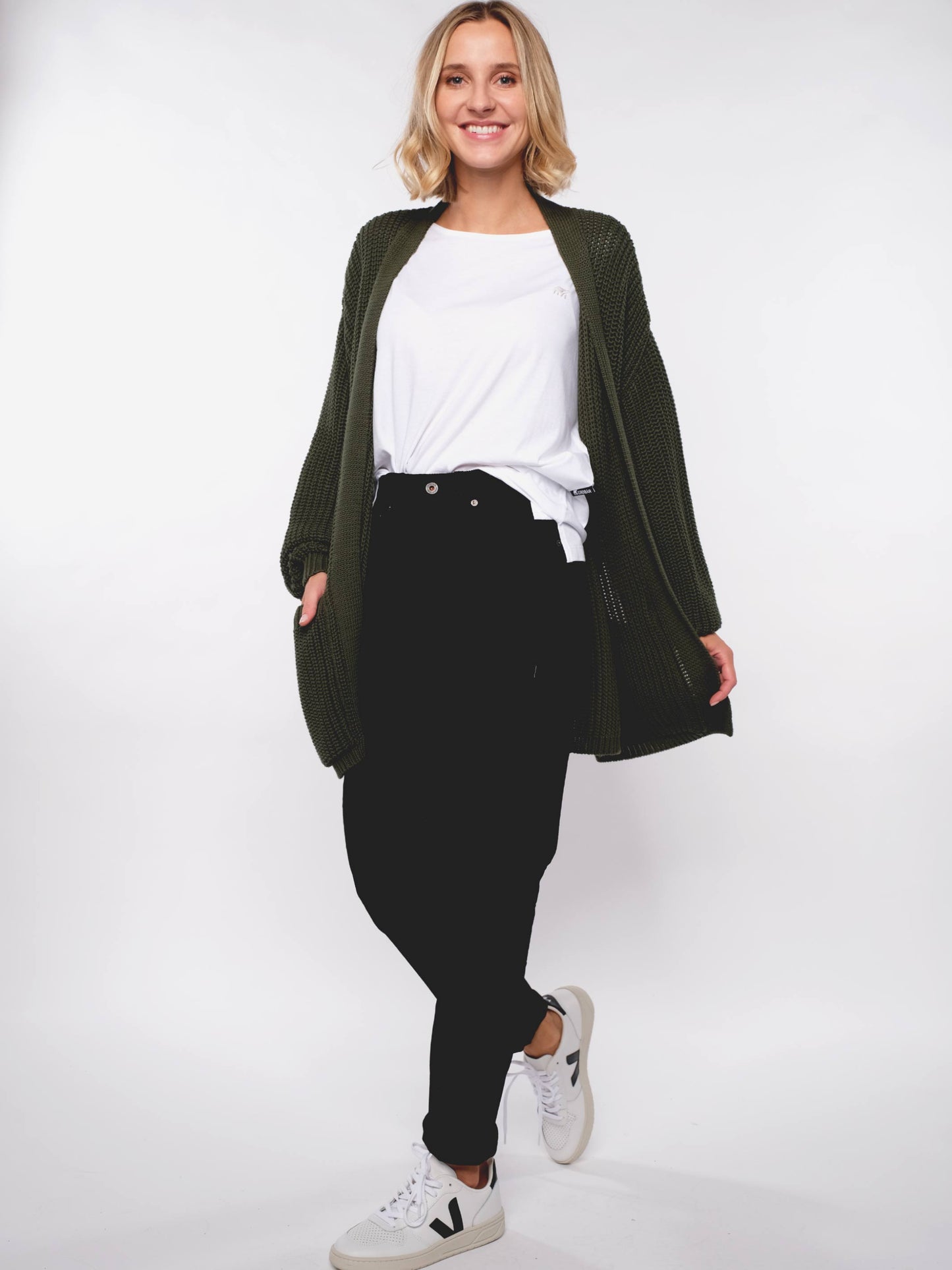 Damen Strick Cardigan ERDBÄR (moosgrün)