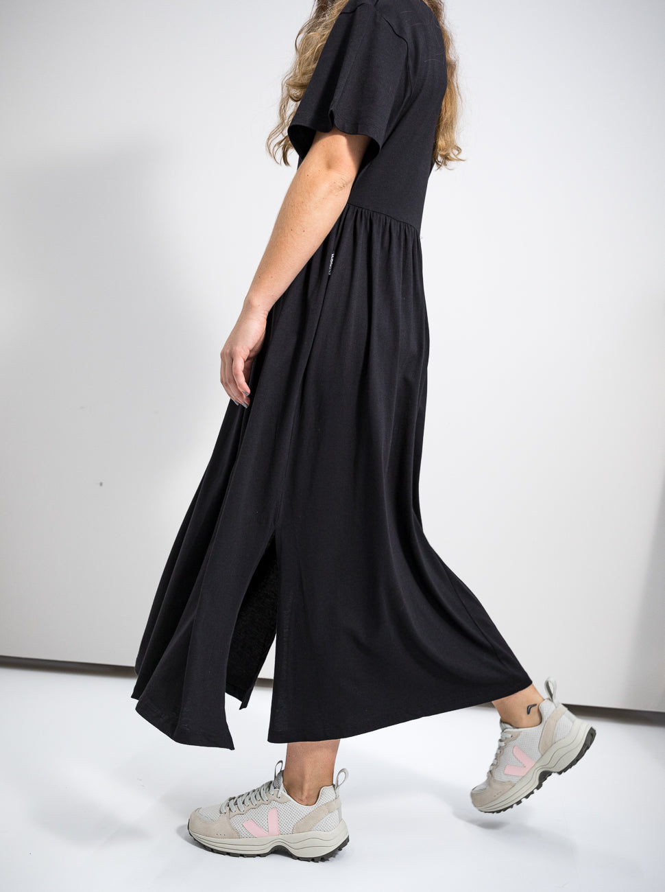 Damen lockeres T-Shirt Kleid (schwarz)