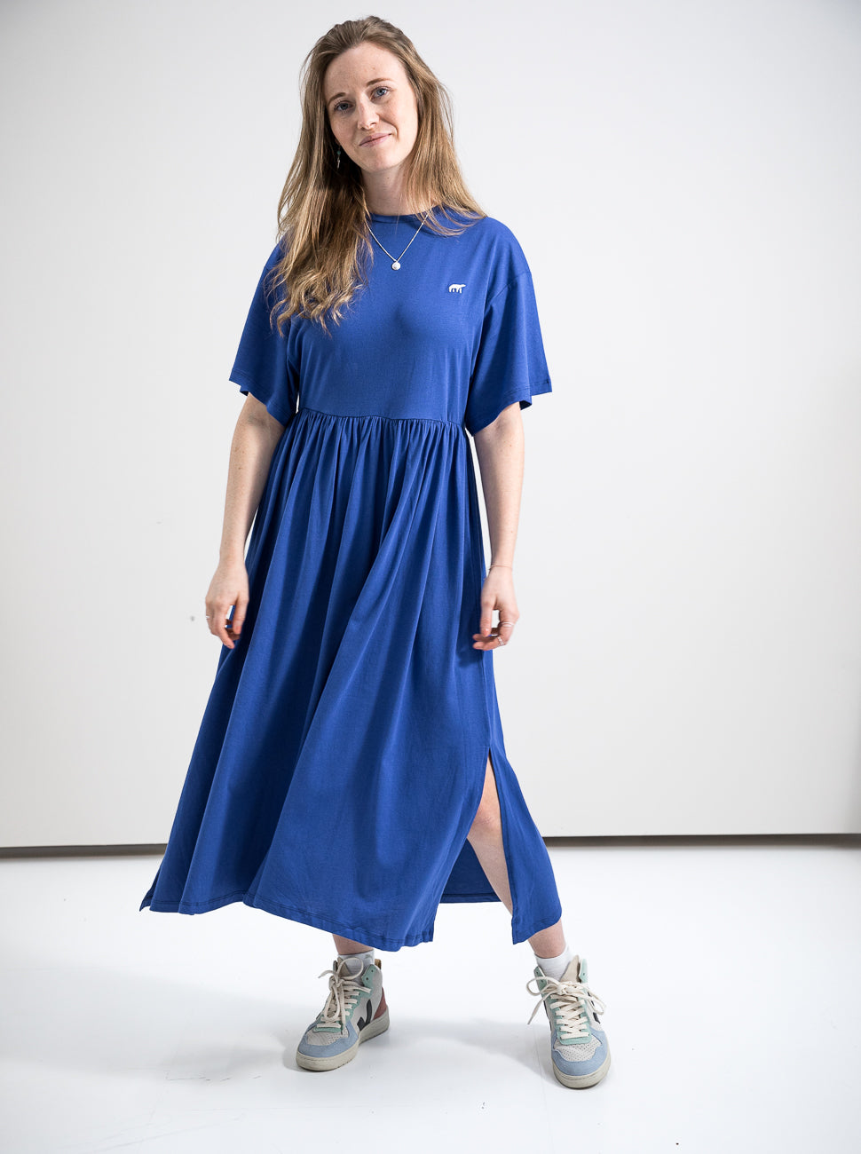 Damen lockeres T-Shirt Kleid (marine)