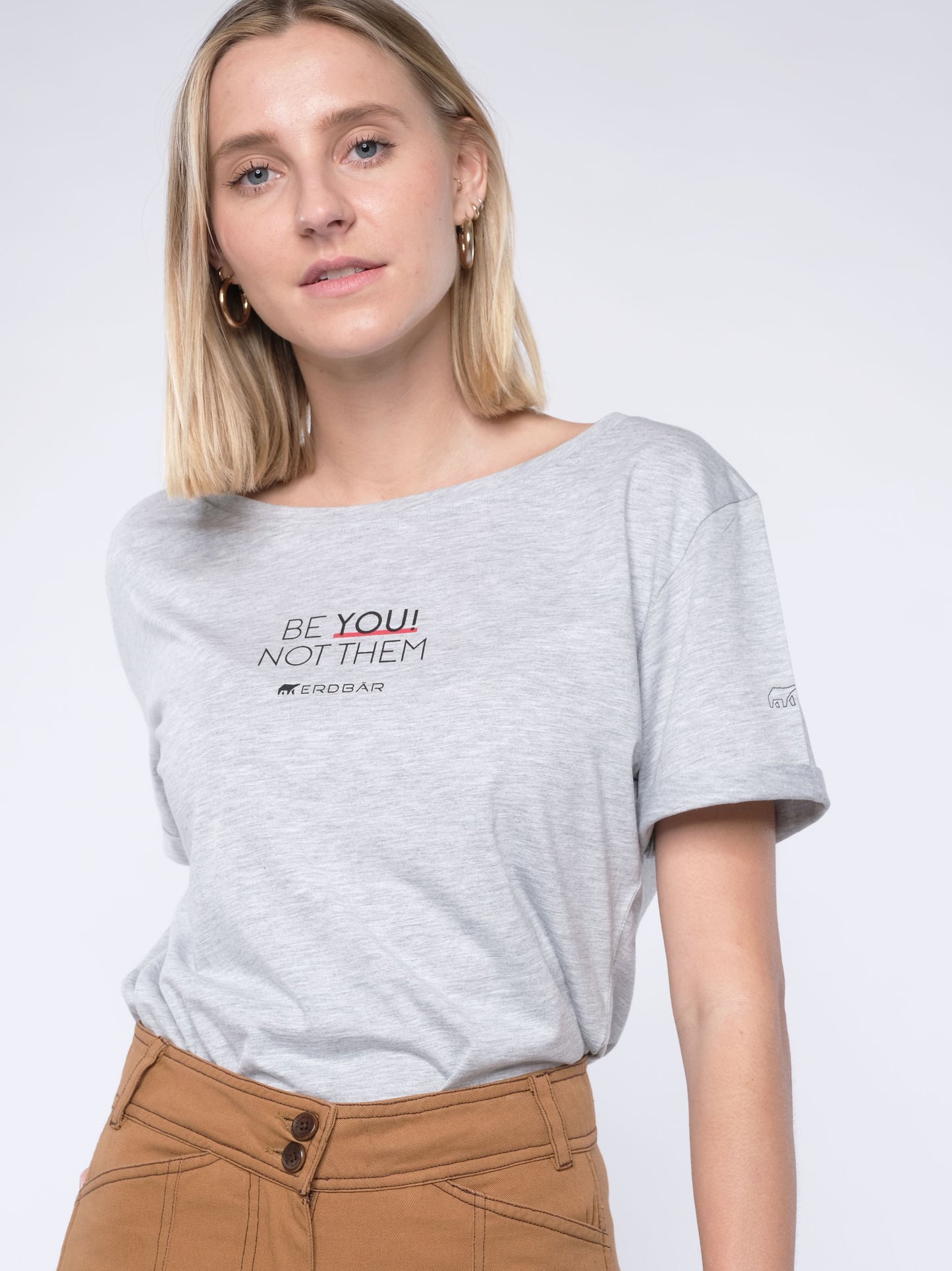Damen T-Shirt SEI DU SELBST! (grau)