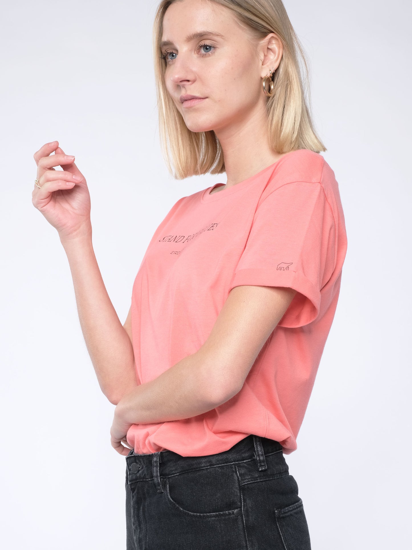 Damen T-Shirt FÜR WERTE STEHEN (pfirsich)