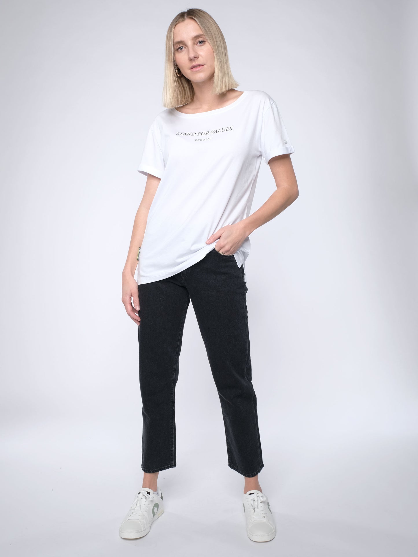 Damen T-Shirt FÜR WERTE STEHEN (weiß)