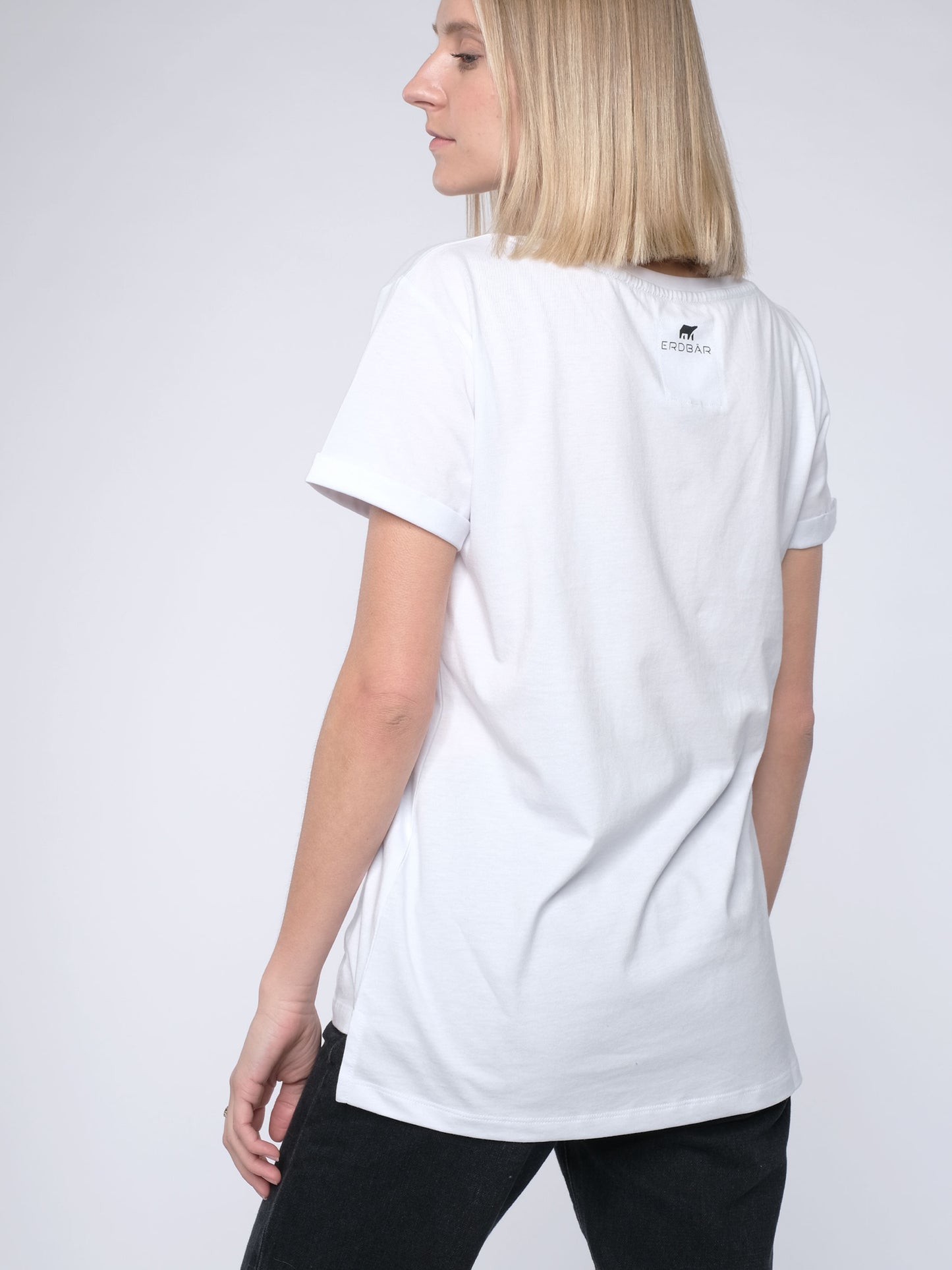 Damen T-Shirt STOPPEN & DENKEN (weiß)