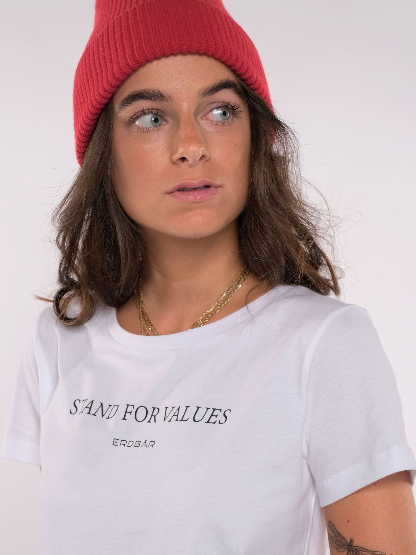 Damen T-Shirt FÜR WERTE STEHEN (weiß)