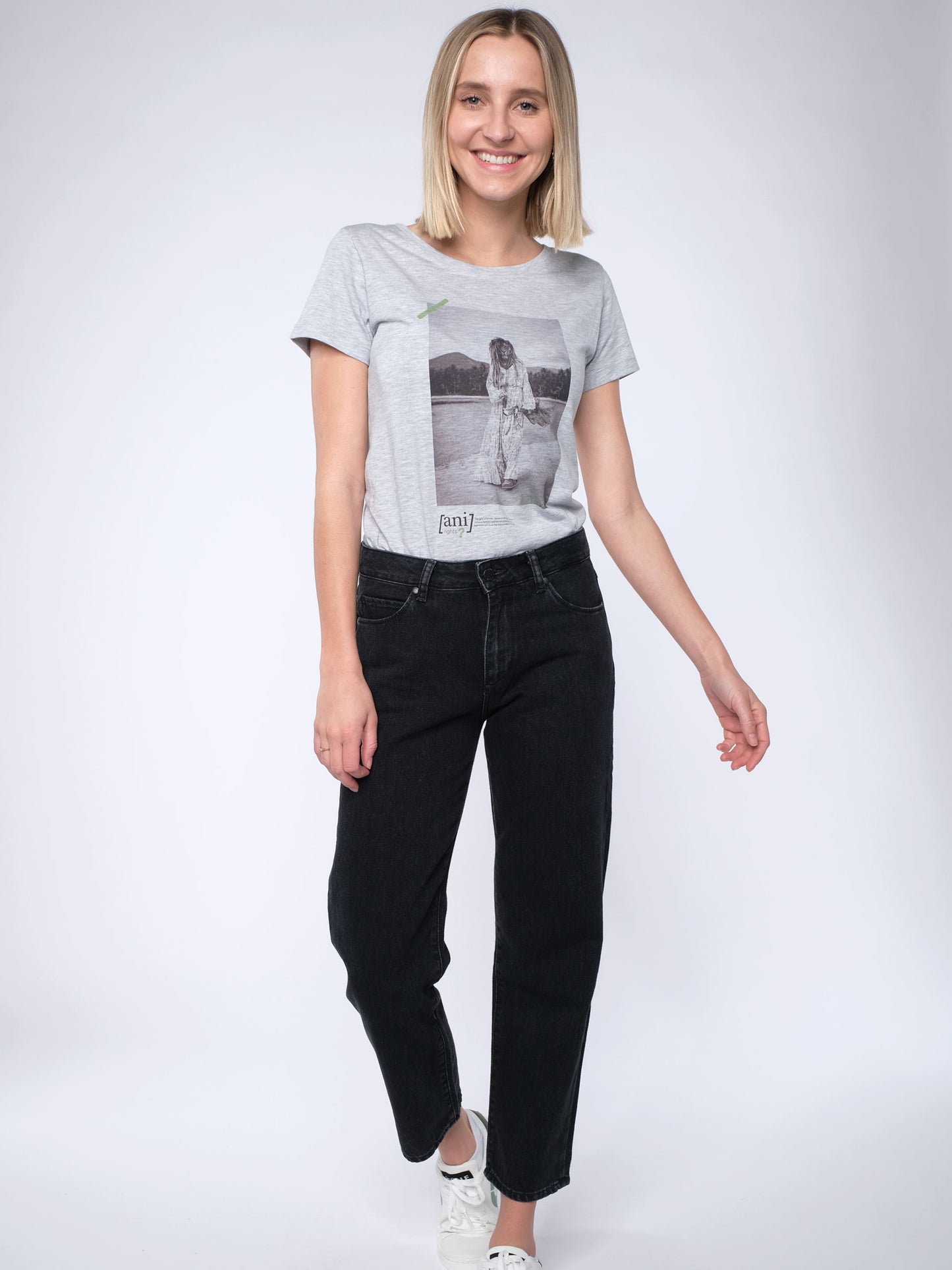 Damen slim-fit T-Shirt 08 MIT DIESEM STYLE UNTERSTÜTZT DU! (grau)