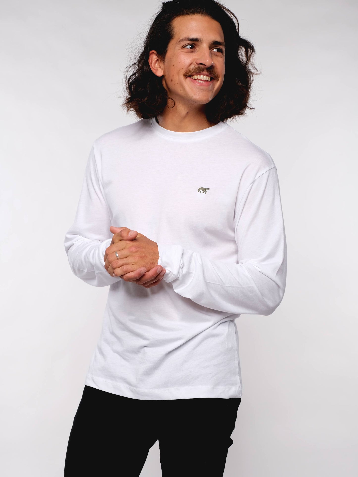 Herren Langarmshirt ERDBÄR (weiß)