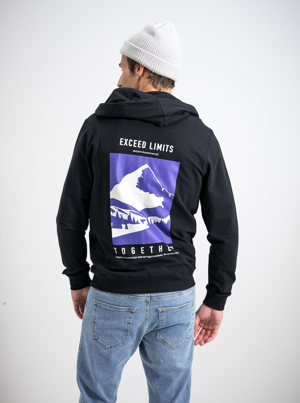 Herren Zip-Hoodie GRENZEN ÜBERSCHREITEN (schwarz)