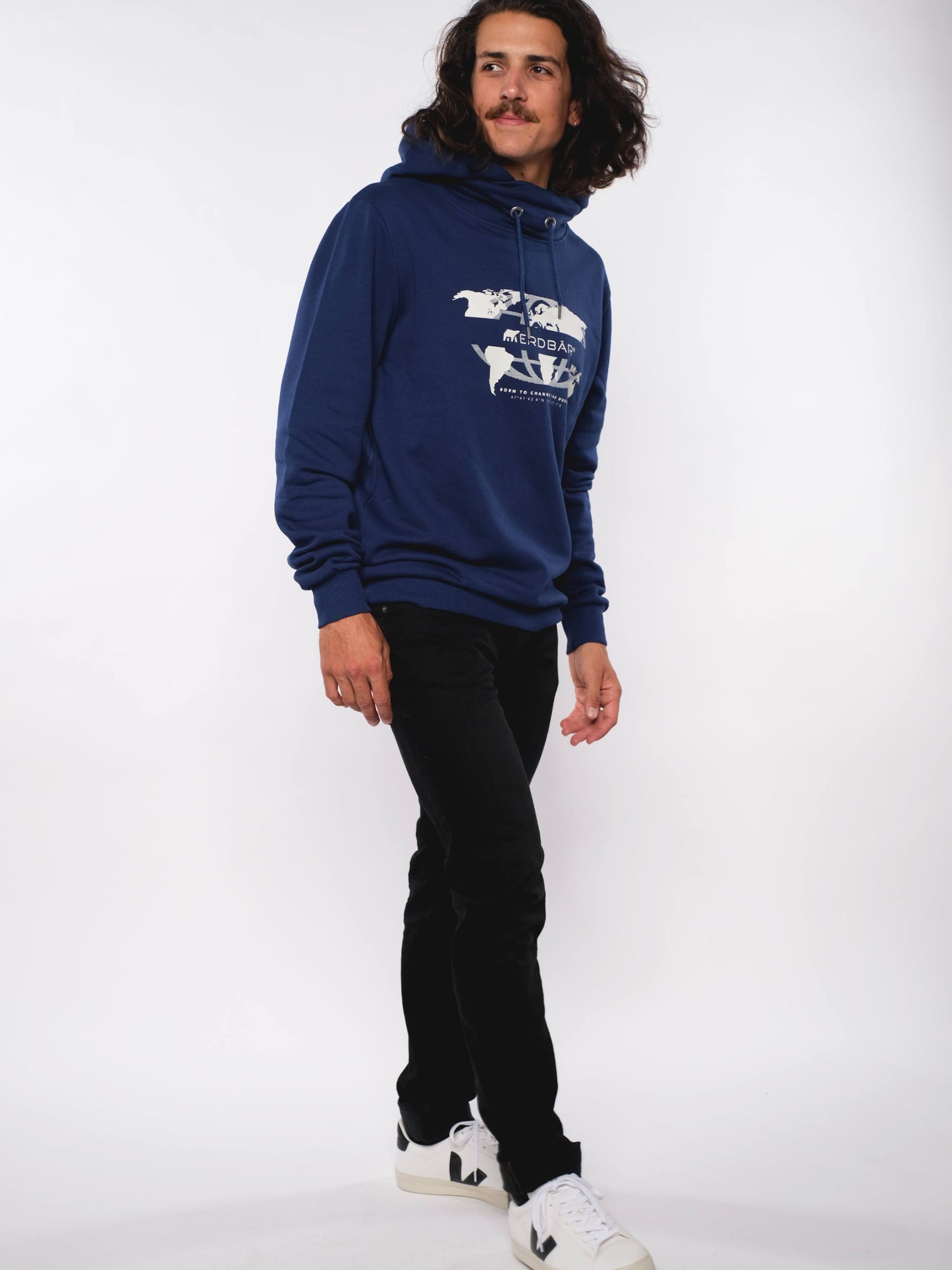Herren Hoodie ERDBÄR WELT (dunkel blau)