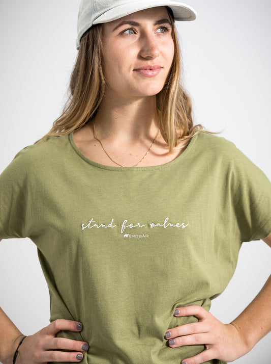 Damen T-Shirt FÜR WERTE STEHEN (olivgrün)