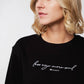 Damen Sweater WENIGER EGO MEHR SEELE (schwarz)