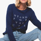 Damen Langarmshirt FÜR WERTE STEHEN (blau)