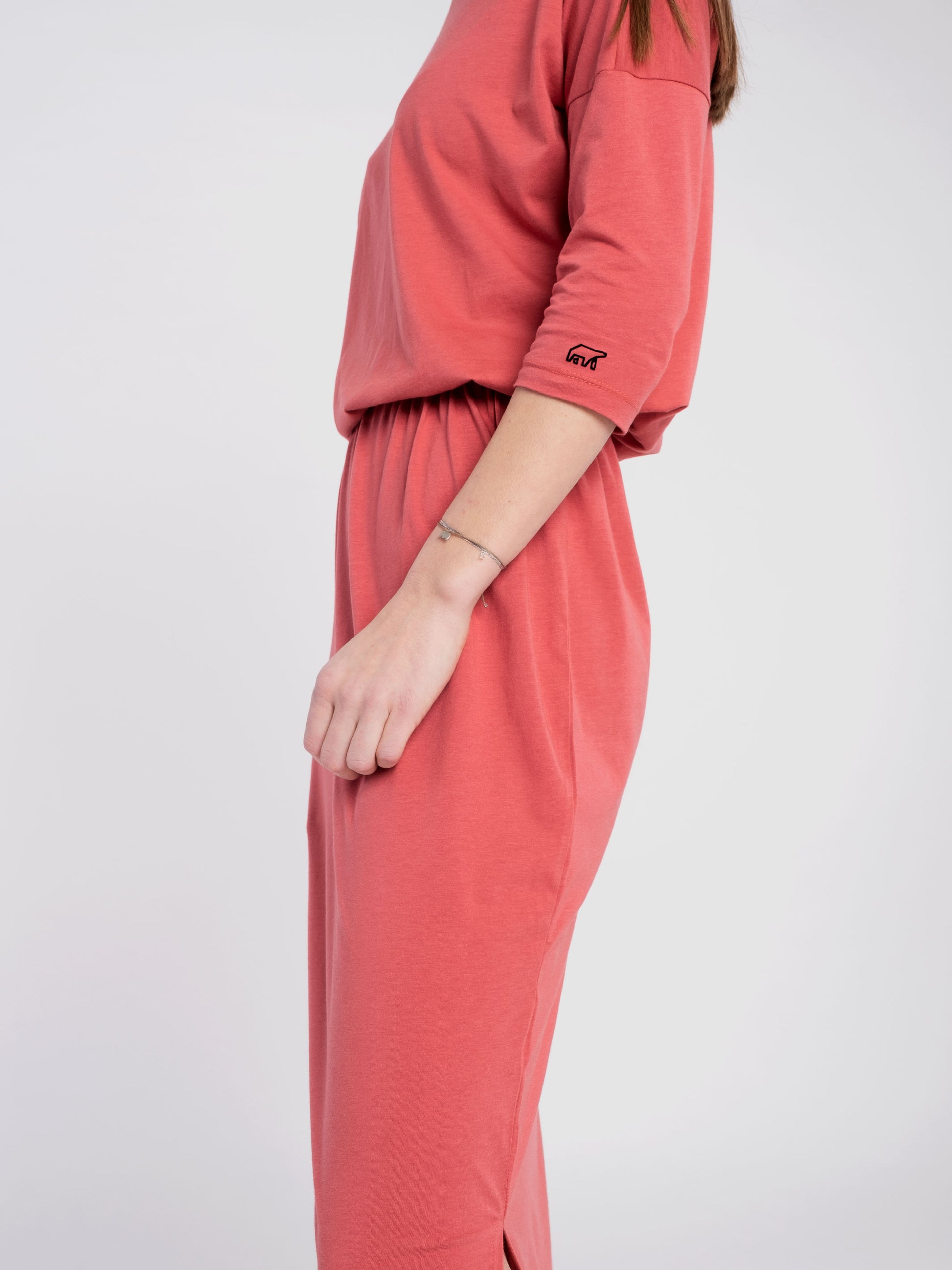 Women Dress Red with waistband (long) - ERDBÄR #Worldchanger