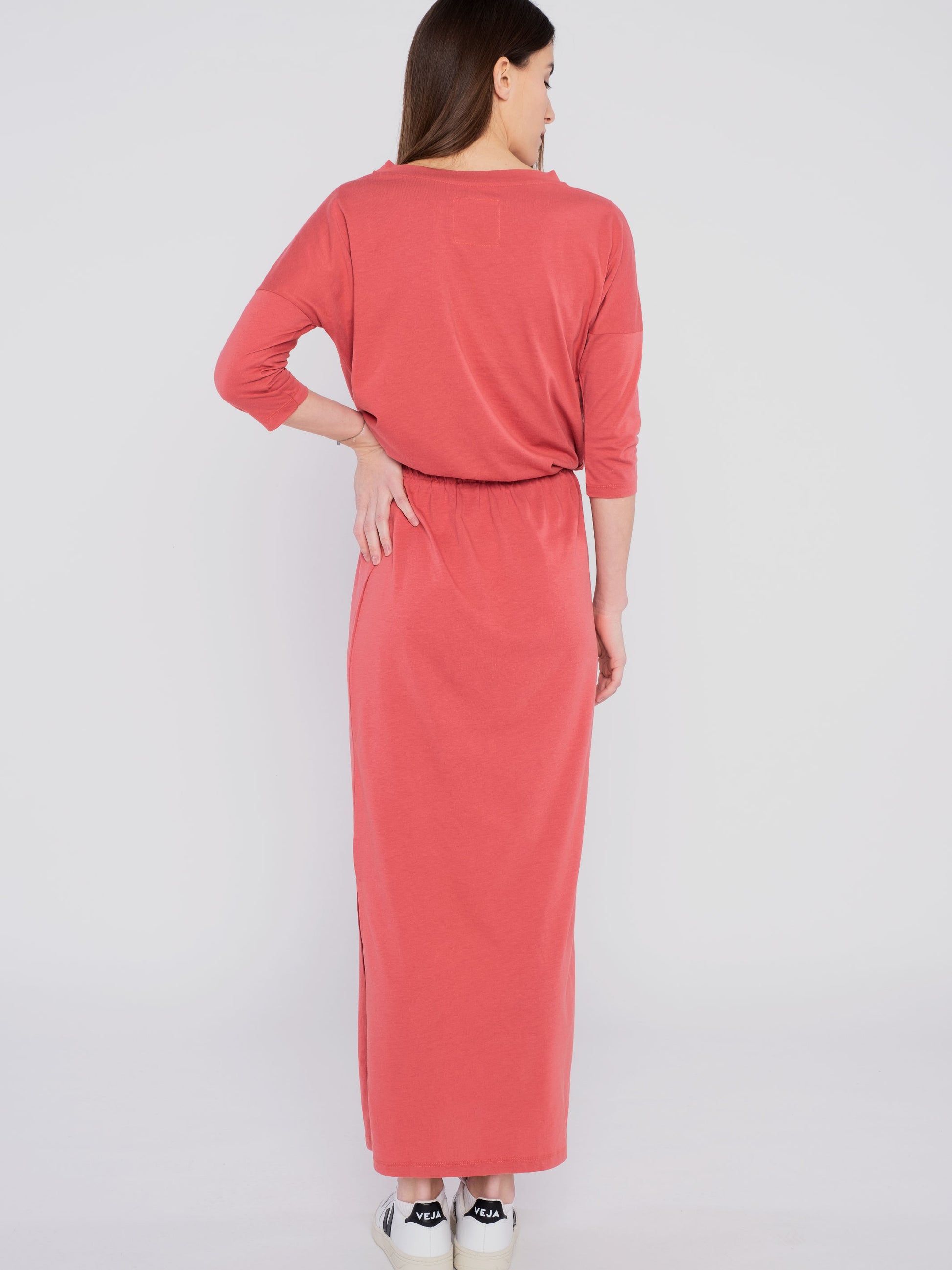 Women Dress Red with waistband (long) - ERDBÄR #Worldchanger