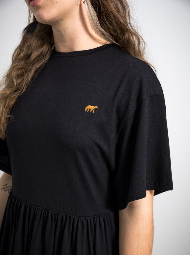 Damen lockeres T-Shirt Kleid (schwarz)