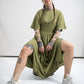 Damen lockeres T-Shirt Kleid (olivgrün)