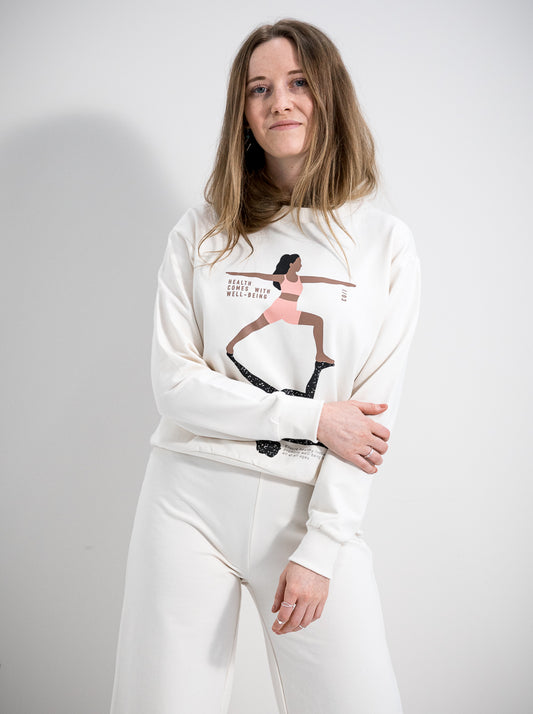 Damen Sweater GESUNDHEIT KOMMT MIT WOHLBEFINDEN (beige)