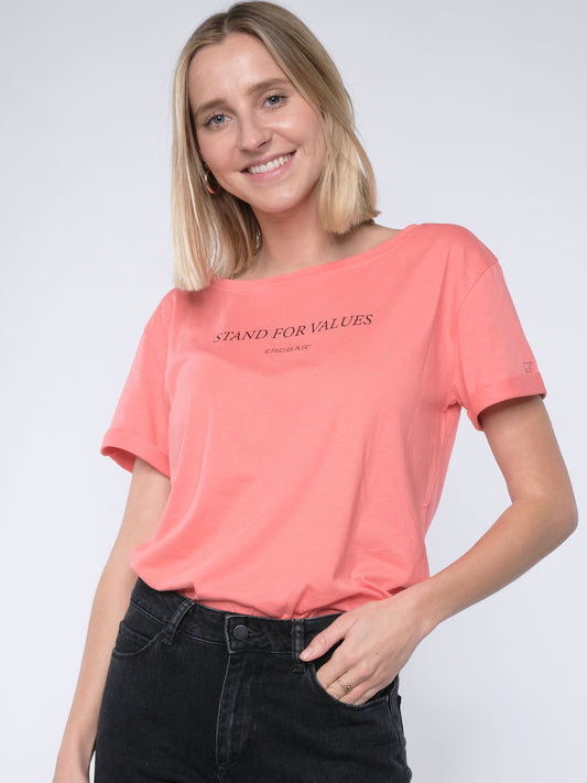 Damen T-Shirt FÜR WERTE STEHEN (pfirsich)