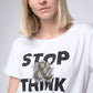 Damen T-Shirt STOPPEN & DENKEN (weiß)