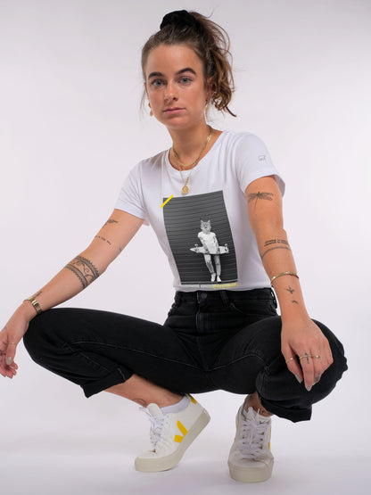 Damen slim-fit T-Shirt 09 MIT DIESEM STYLE UNTERSTÜTZT DU! (weiß)
