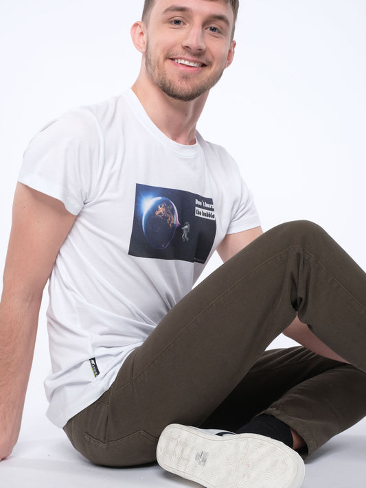 Herren T-Shirt LASS SIE NICHT PLATZEN (weiß)